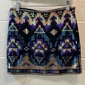 Express Aztec sequin mini skirt XS